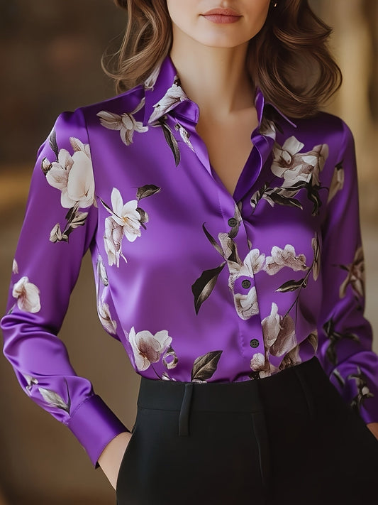 Monique™ Blusa Elegante de Satén