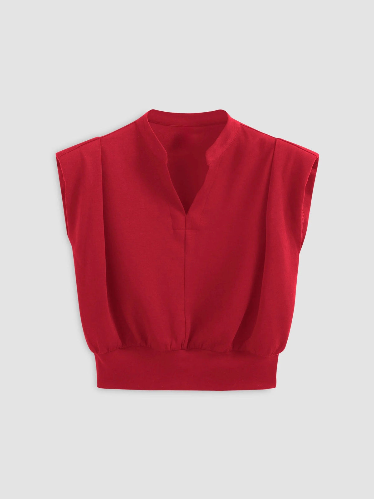 Top corto plisado de cuello en V
