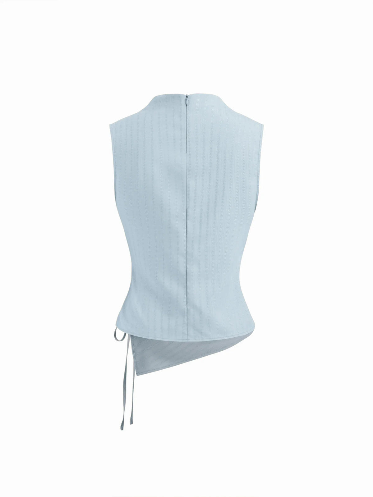 Top de tirantes con cuello alto, textura fruncida y nudo