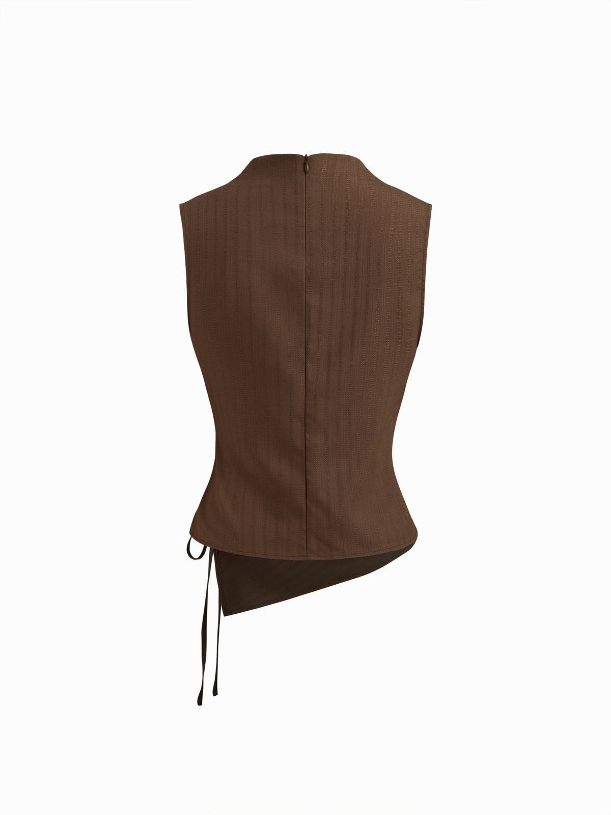 Top de tirantes con cuello alto, textura fruncida y nudo