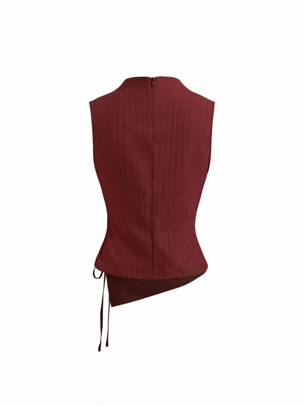 Top de tirantes con cuello alto, textura fruncida y nudo