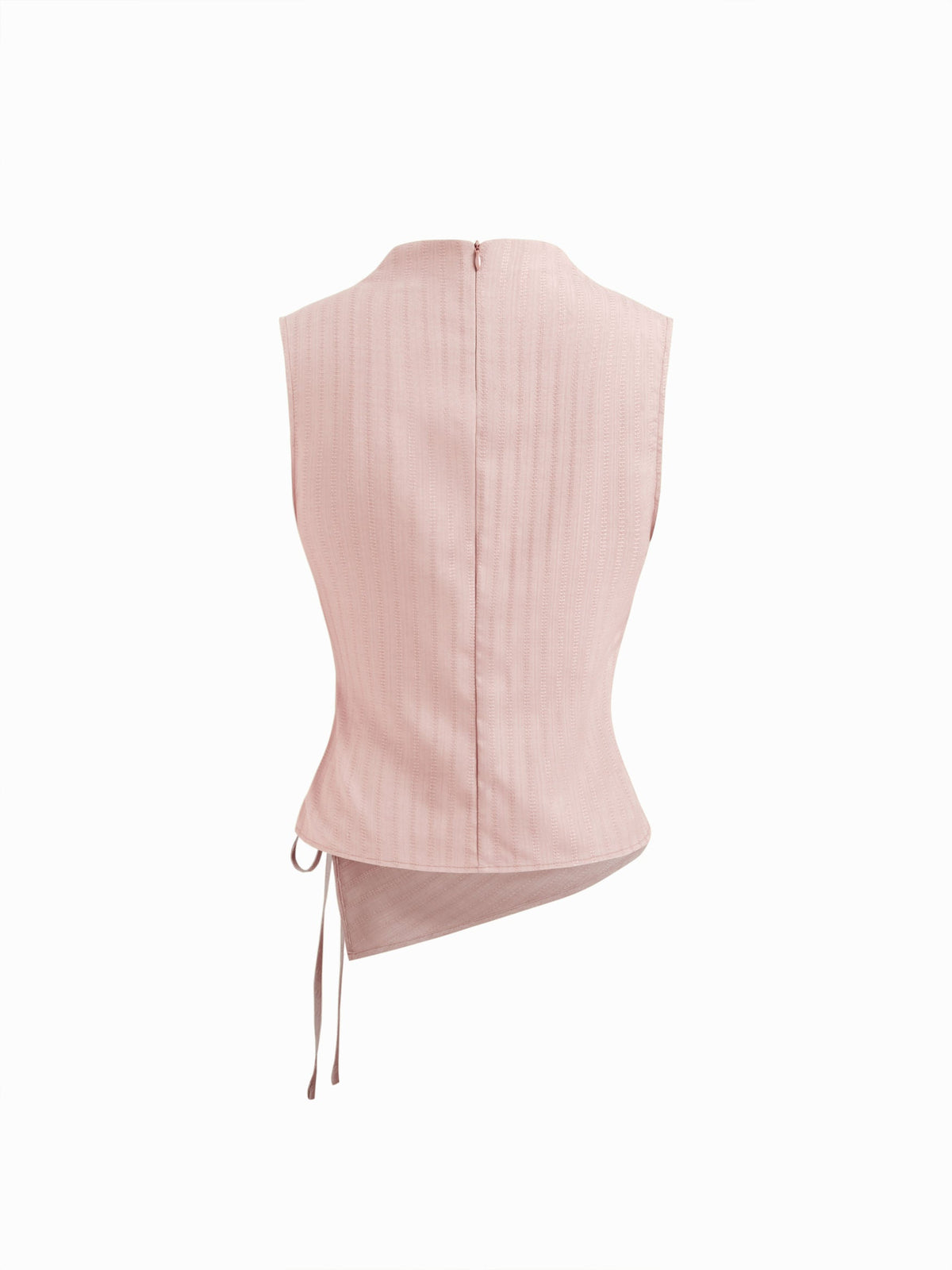 Top de tirantes con cuello alto, textura fruncida y nudo