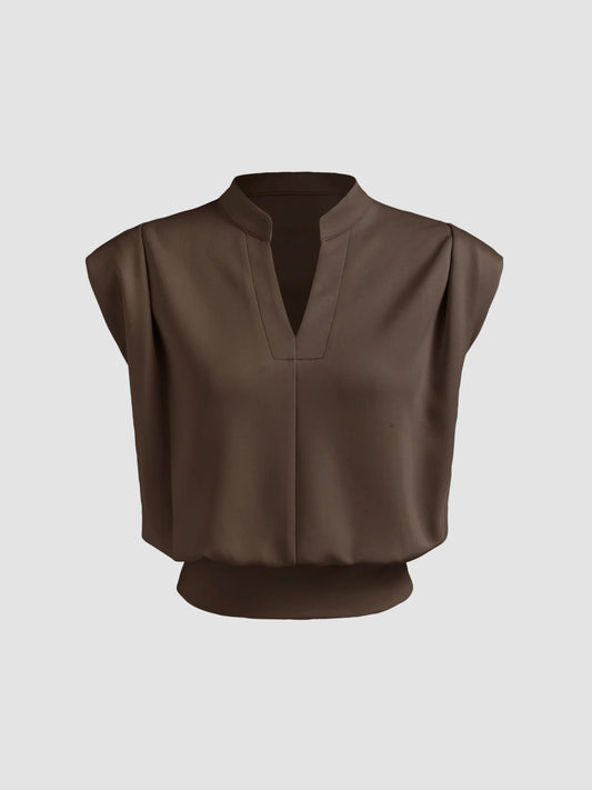 Top corto plisado de cuello en V