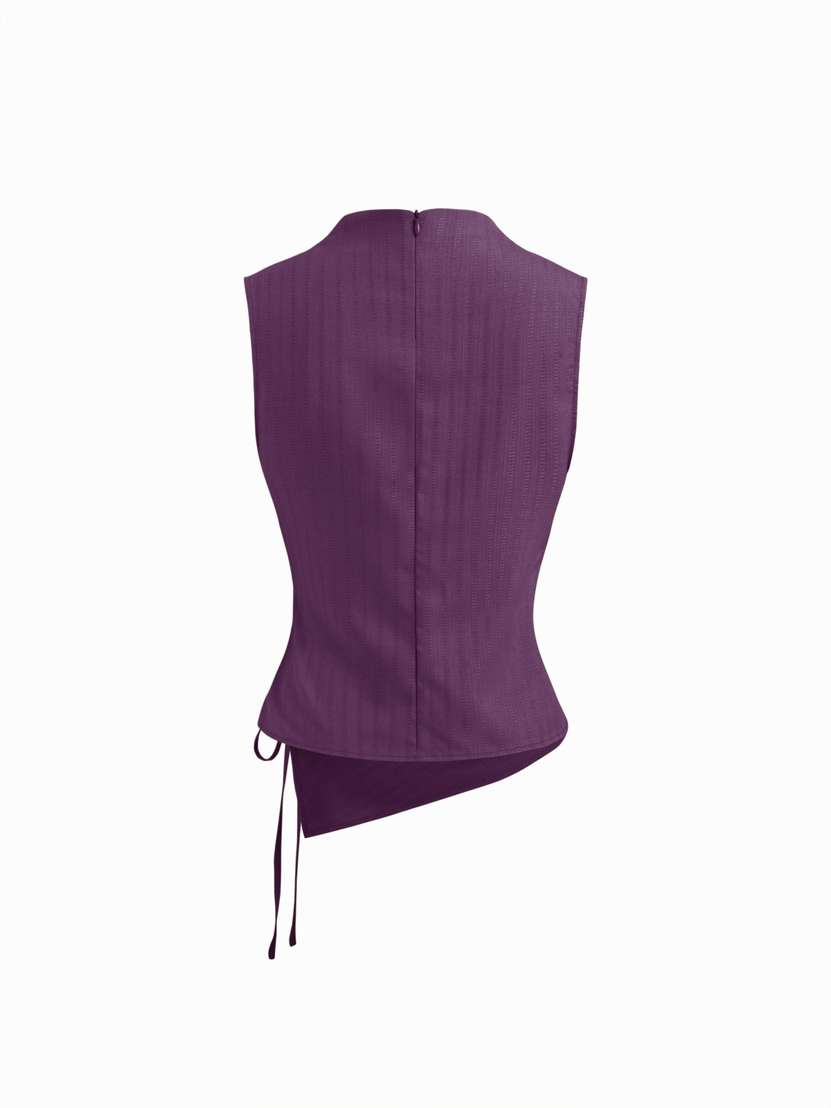 Top de tirantes con cuello alto, textura fruncida y nudo