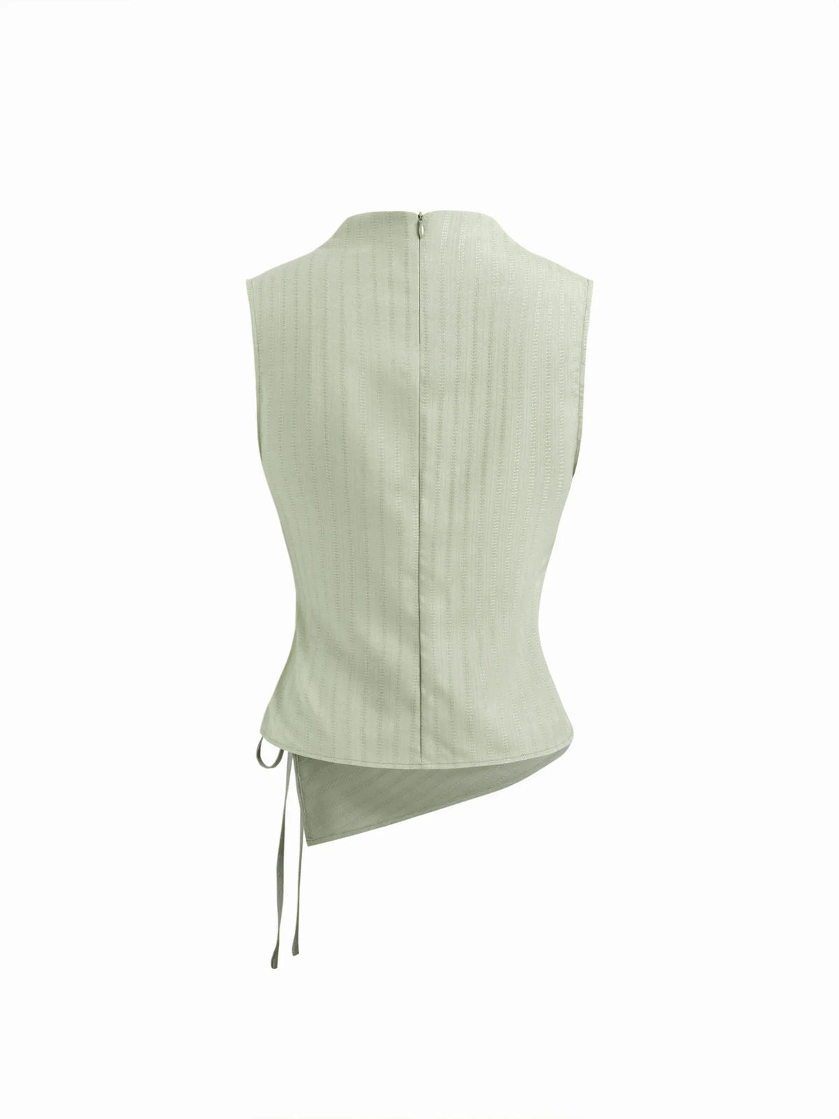 Top de tirantes con cuello alto, textura fruncida y nudo