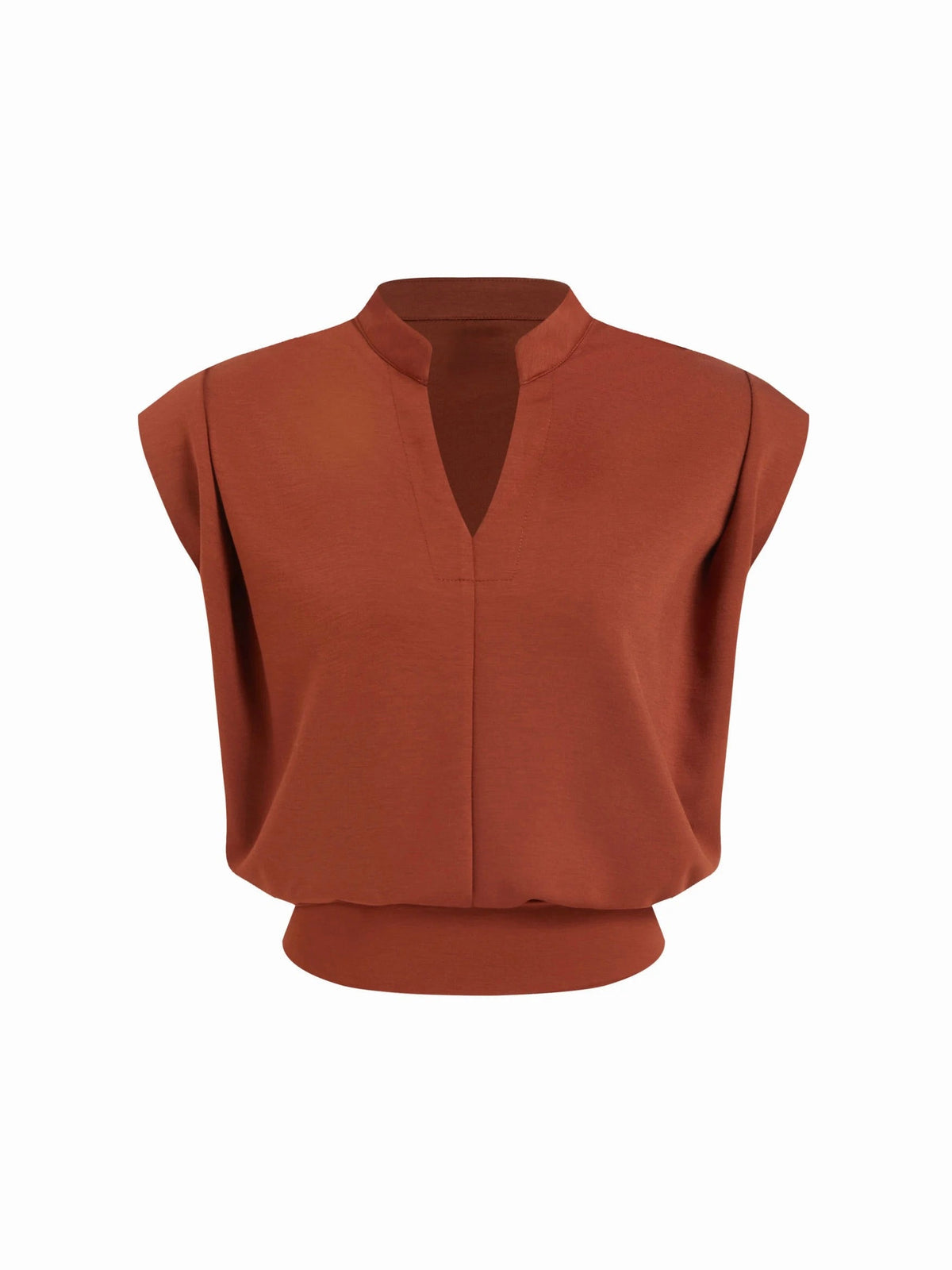 Top corto plisado de cuello en V