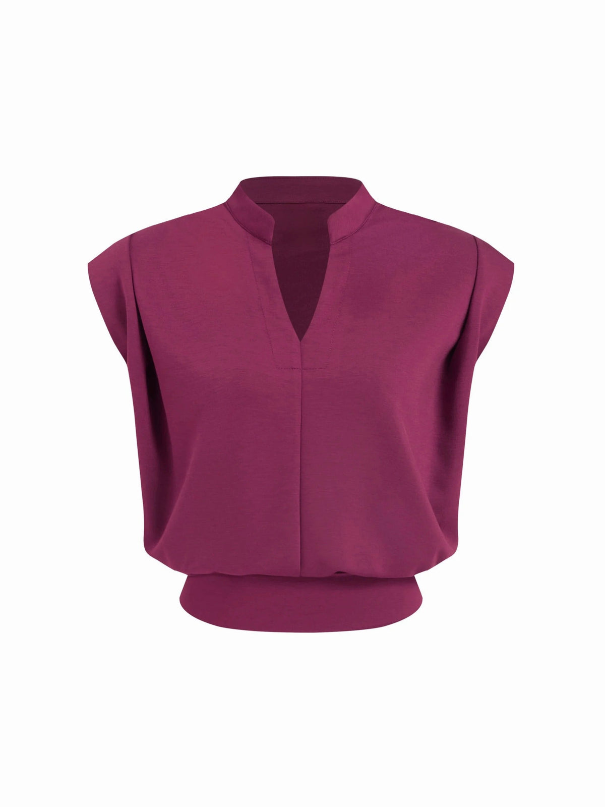 Top corto plisado de cuello en V