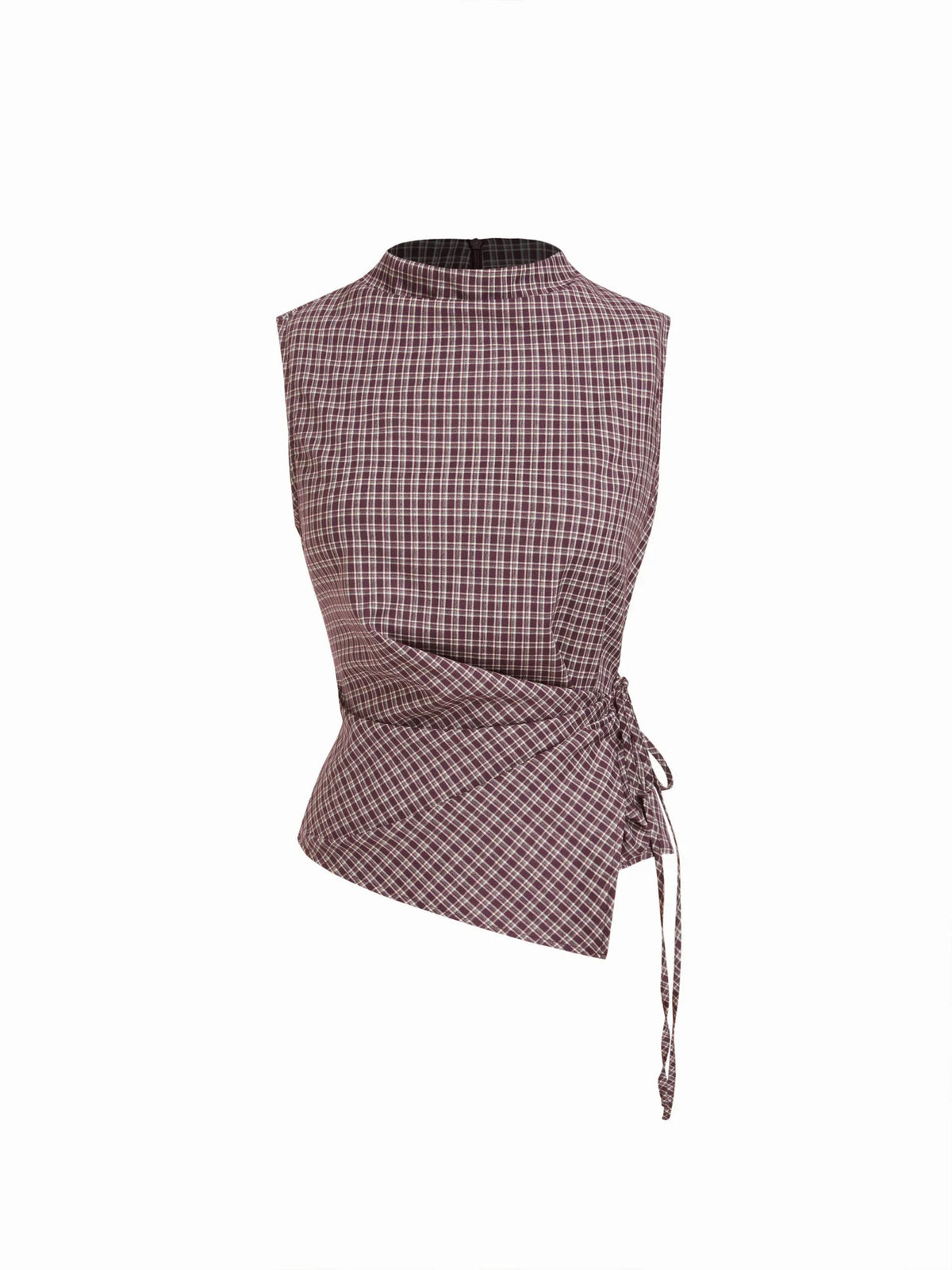 Top de tirantes con cuello alto, textura fruncida y nudo