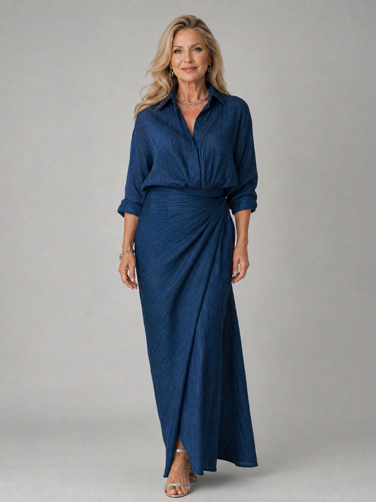 Mirque™ Vestido Maxi Cruzado de Manga Larga
