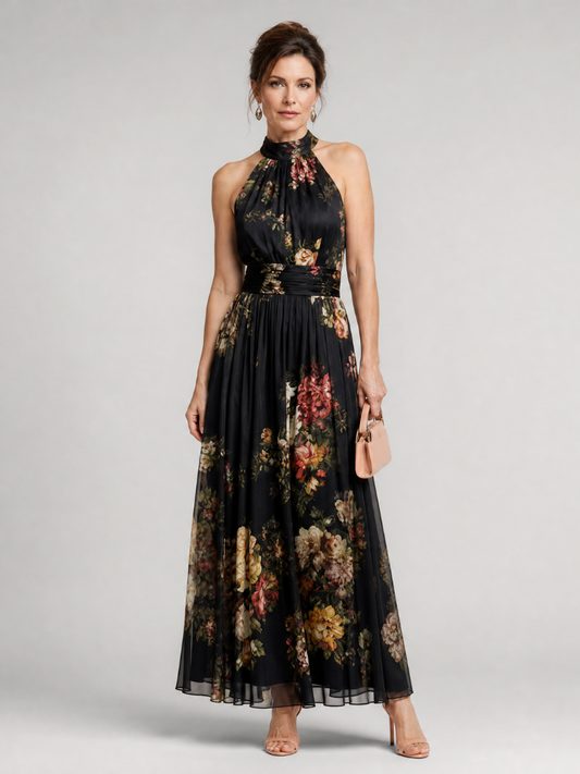 Sior™ Vestido Midi Floral de Cuello Halter