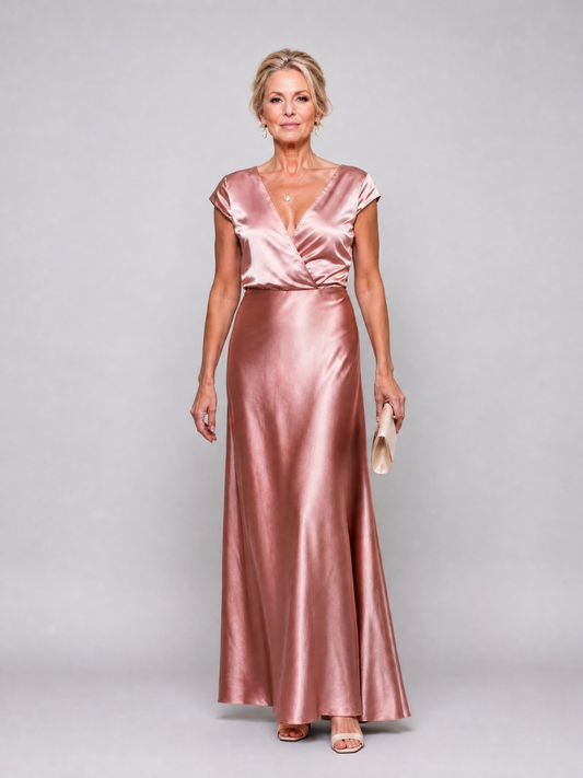 Samouse™ Vestido Maxi Cruzado con Manga Casquillo