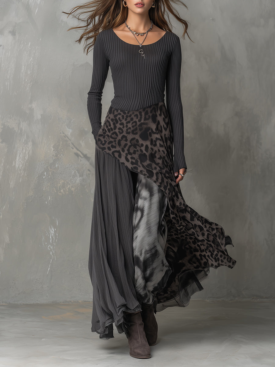 Martina | Vestido largo estilo bohemio con estampado de leopardo • S1