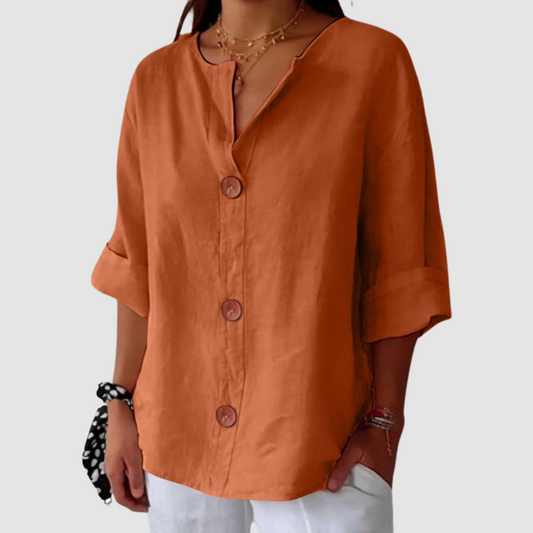 Leah™ Blusa Casual de Lino