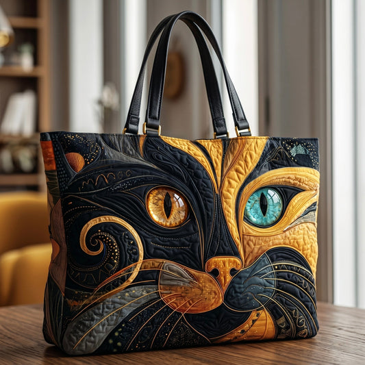 Bolso artesanal con diseño de gato místico