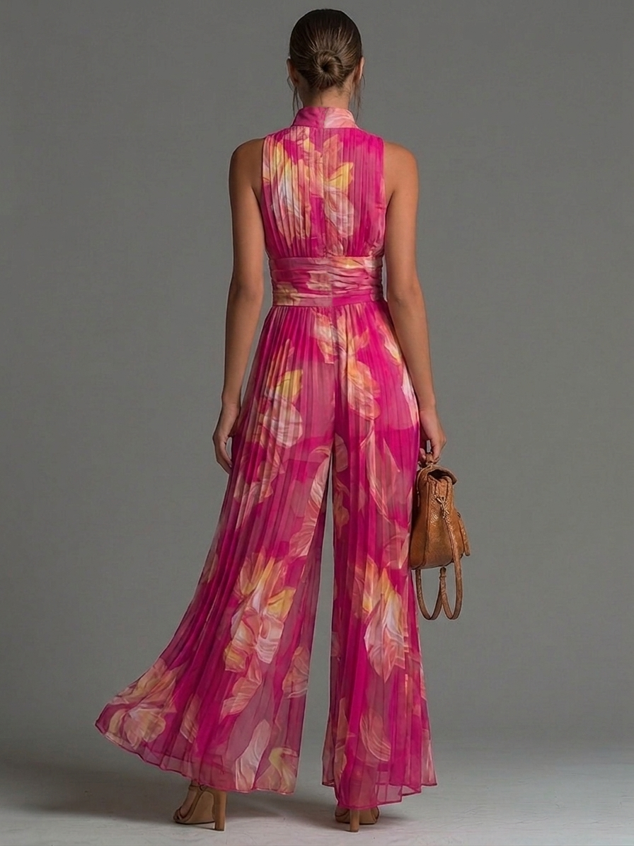 Mono Zsófia | Chifón Plisado Floral Fucsia • S1