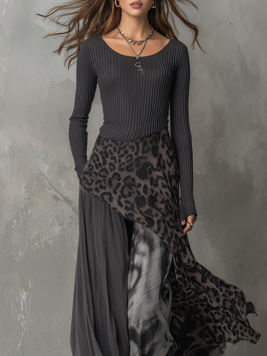 Martina | Vestido largo estilo bohemio con estampado de leopardo • S1