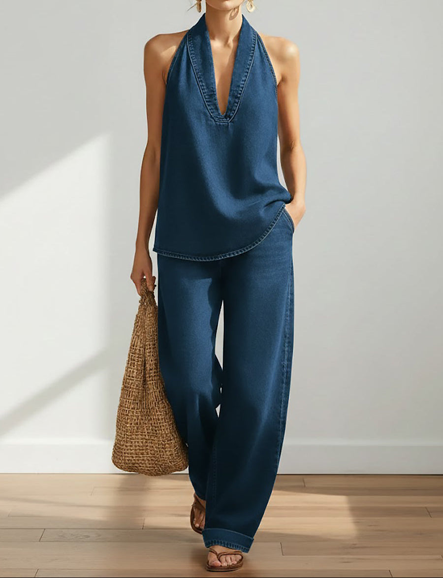 Saylor - Conjunto de Dos Piezas de Denims Suaves con Acabado Vintage